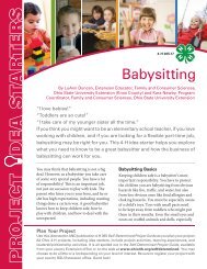 Babysitting Project Idea Starter - Ohio State 4-H