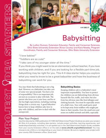 Babysitting Project Idea Starter - Ohio State 4-H