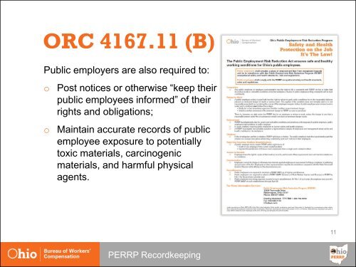 PERRP Recordkeeping - Ohio Bureau of Workers' Compensation