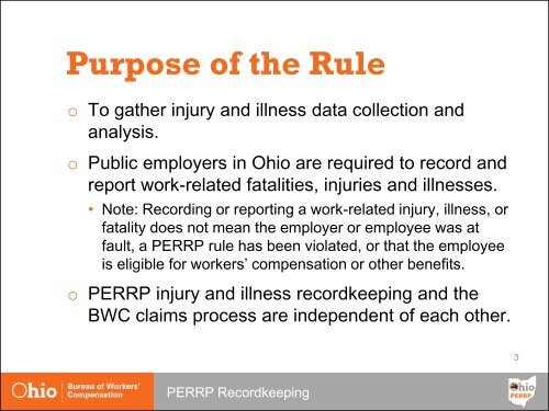 PERRP Recordkeeping - Ohio Bureau of Workers' Compensation