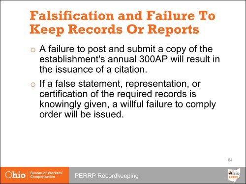PERRP Recordkeeping - Ohio Bureau of Workers' Compensation