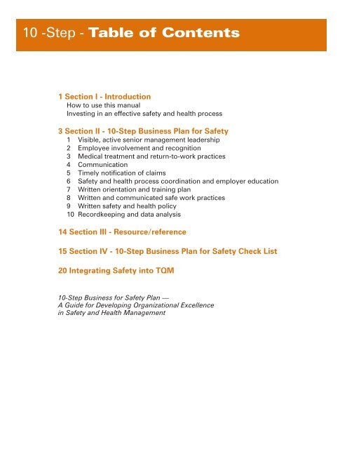 BWC 10-Step Business Plan for Safety - Ohio Bureau of Workers ...