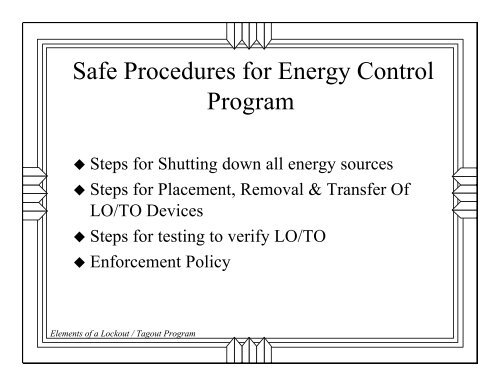 Lockout / Tagout - Ohio Bureau of Workers' Compensation