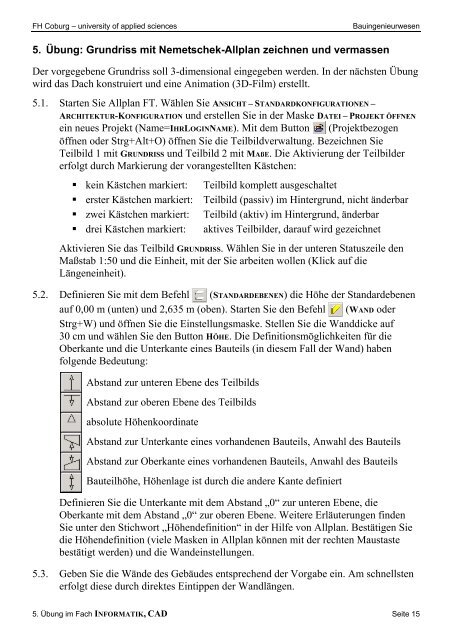 5. Übung: Grundriss mit Nemetschek-Allplan zeichnen und ...