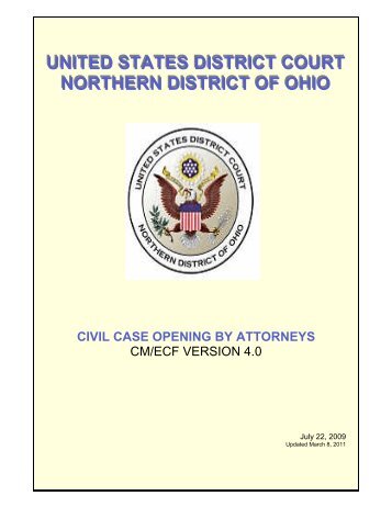 Attorney Case Opening Documentation - Northern District of Ohio
