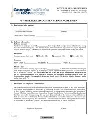 457(b) Deferred Compensation Agreement Form - Georgia Tech ...