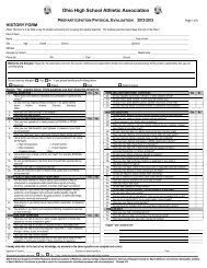 Physical Examination Form - Ohio High School Athletic Association