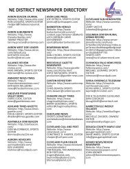 NE DISTRICT NEWSPAPER DIRECTORY