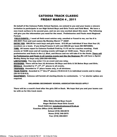 Information Oklahoma High School Track & Field
