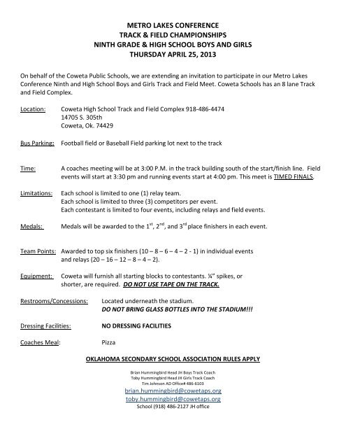 metro lakes conference track & field championships ninth grade