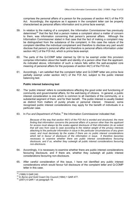 Decision and Reasons for Decision - Office of the Information ...