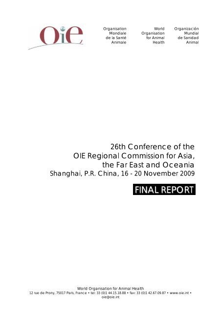 26th Conference of the OIE Regional Commission for Asia