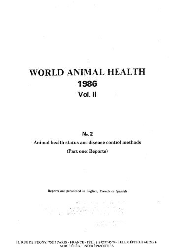 WORLD ANIMAL HEALTH 1986 Vol. II - OIE