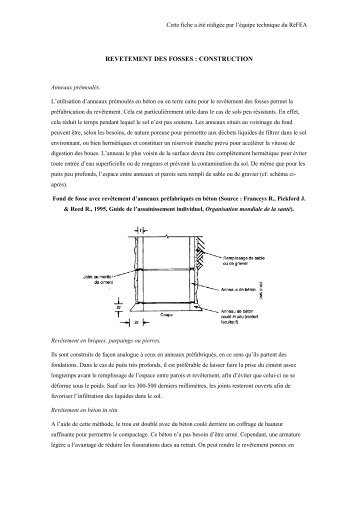 REVETEMENT DES FOSSES : CONSTRUCTION