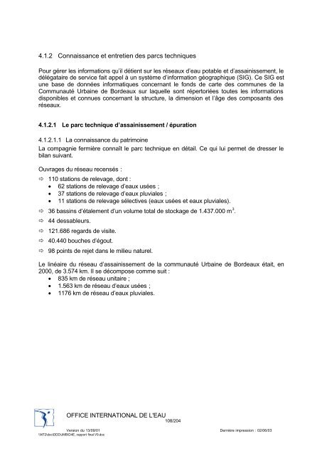 Rapport final - Office International de l'Eau