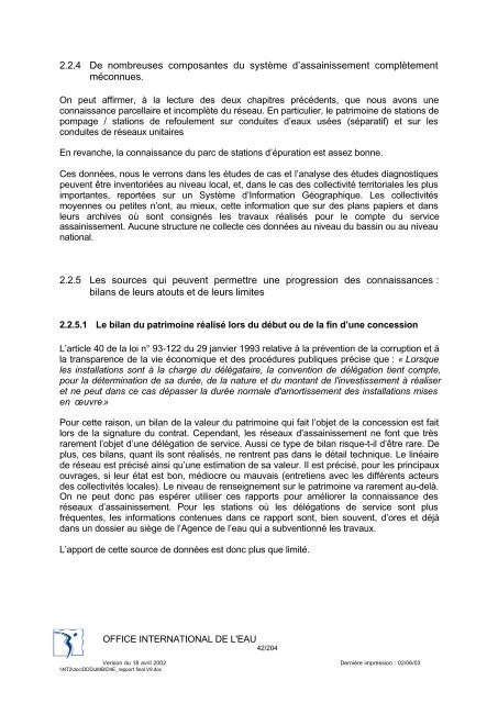 Rapport final - Office International de l'Eau