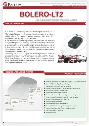 BOLERO-LT2 The Advanced Vehicle Tracking System - Falcom