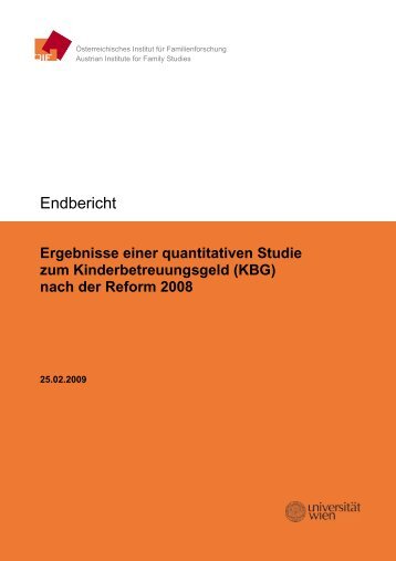 Ergebnisse einer quantitativen Studie zum Kinderbetreuungsgeld