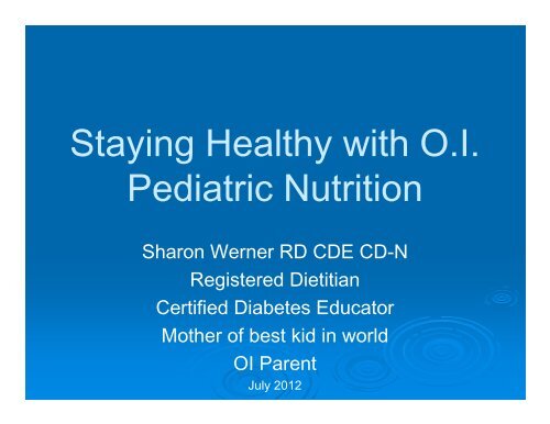 Staying Healthy with O.I. Pediatric Nutrition