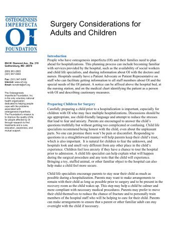 Surgery Considerations for Adults and Children - Osteogenesis ...