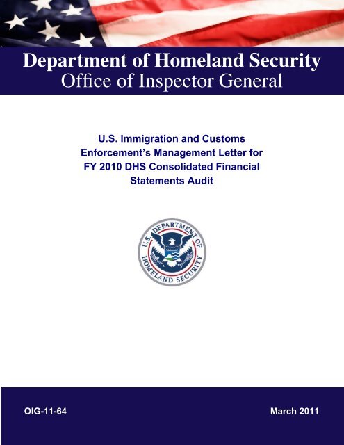 US Immigration and Customs Enforcement's Management Letter for ...