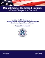 Audit of the Effectiveness of the Checked Baggage Screening ...