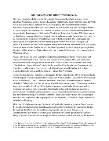 the ecumenical context in canada - World Council of Churches