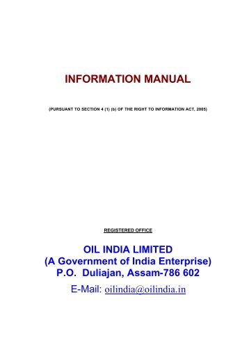 Information Manual - Oil India Limited