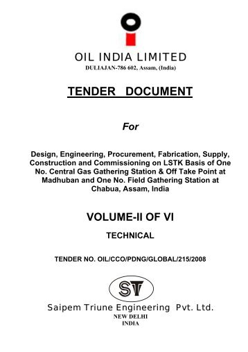 TENDER DOCUMENT - Oil India Limited