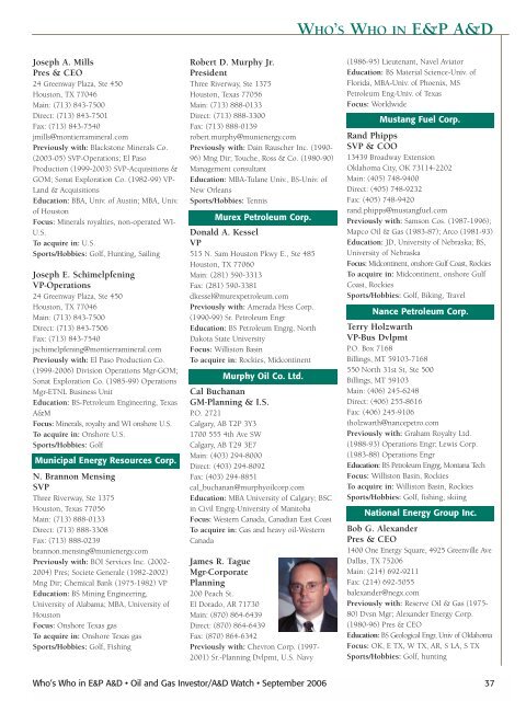 in E&P A&D 2006 - Oil and Gas Investor