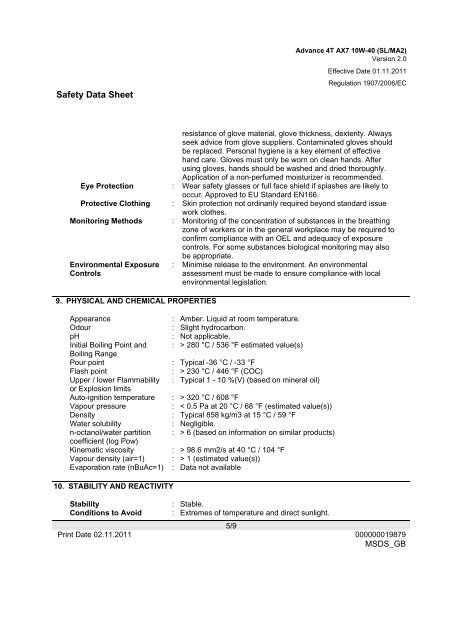 Advance 4T AX7 10w-40 MSDS.pdf - OilsandStuff