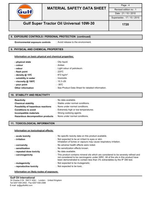 Gulf Super Tractor Oil Universal 10W-30 - OilsandStuff