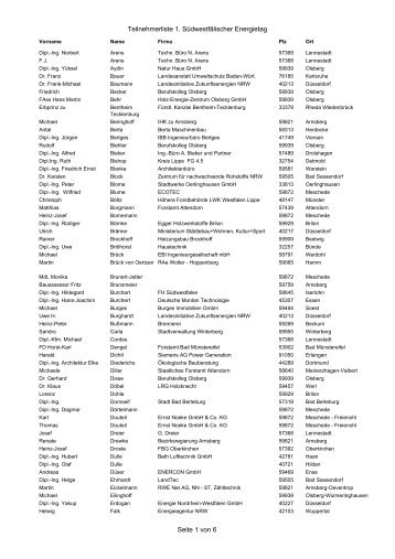 Teilnehmerliste 1. Südwestfälischer Energietag - Fachhochschule ...