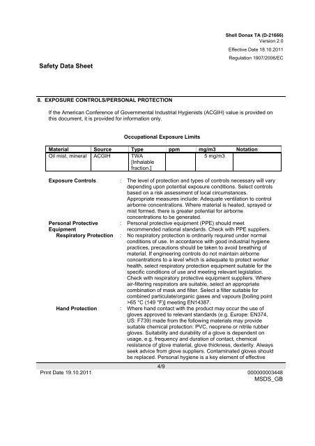 Safety datasheet - OilsandStuff