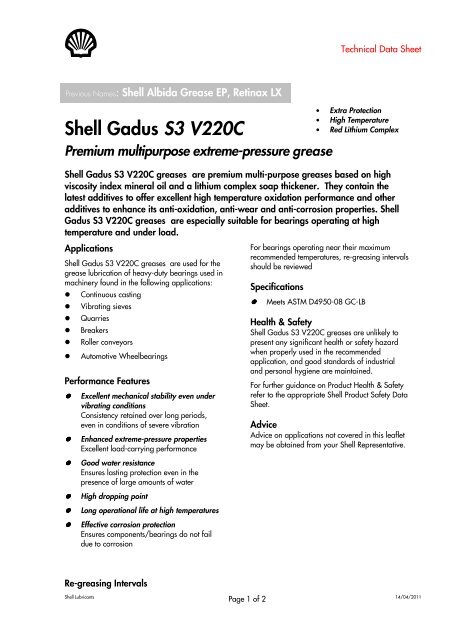 Shell Gadus S3 V220C - Alterijus | Marine lubricating oils