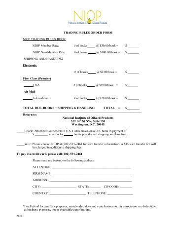 niop 1999 - 2000 trading rules book order form - National Institute of ...