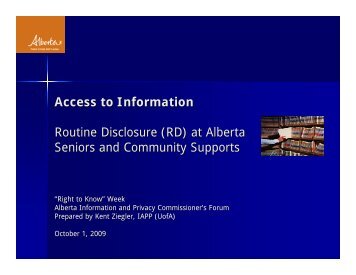 Access to Information Routine Disclosure (RD) at Alberta Seniors ...