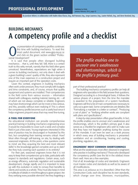 a competency profile and a checklist
