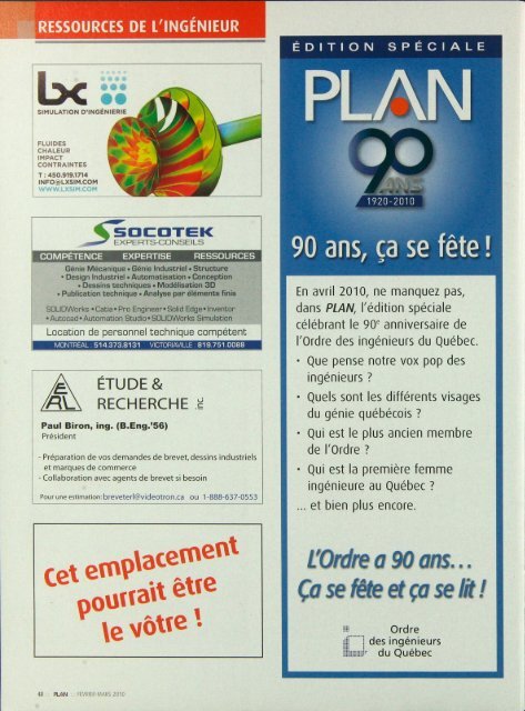 PLAN 2010-1 - Ordre des ingénieurs du Québec