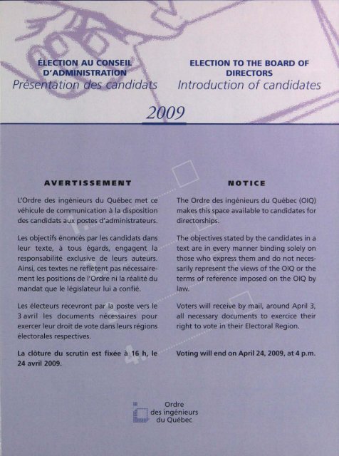 PLAN 2009-3 - Ordre des ingénieurs du Québec