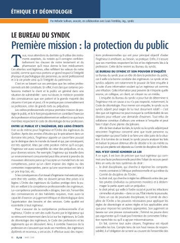 la protection du public - Ordre des ingénieurs du Québec