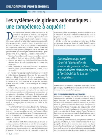 Les systèmes de gicleurs automatiques - Ordre des ingénieurs du ...