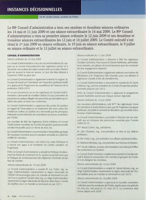 PLAN 2009-6 - Ordre des ingénieurs du Québec