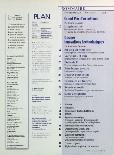 PLAn 2006-6 - Ordre des ingénieurs du Québec