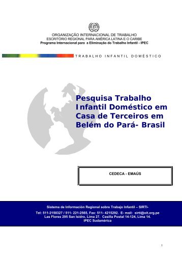 Pesquisa Trabalho Infantil DomÃ©stico em Casa de Terceiros em ...