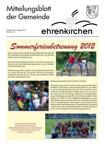 Sommerferienbetreuung 2012 - Gemeinde Ehrenkirchen