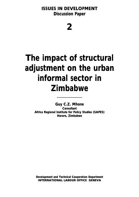The impact of structural adjustment on the urban informal sector in ...