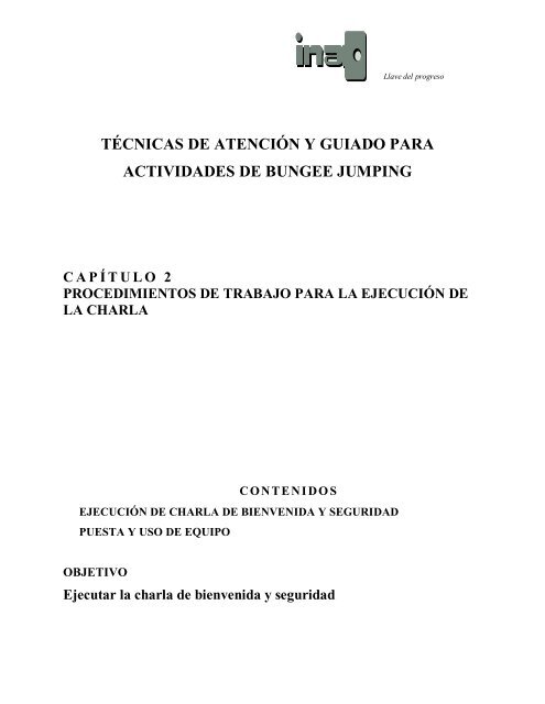 tecnicas de atencion y guiado en actividades de bungee jumping - INA