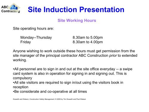 Site Induction Presentation - OIT/Cinterfor