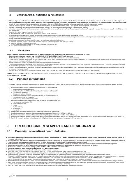 Manual instalare automatizare culisanta LIFE ACER